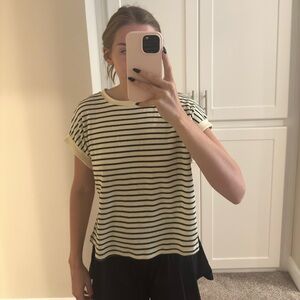 Black and cream striped short sleeve